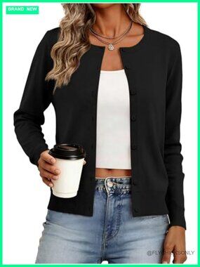 Women's Lightweight Cardigan Sweater Knit Button Down Long Sleeve